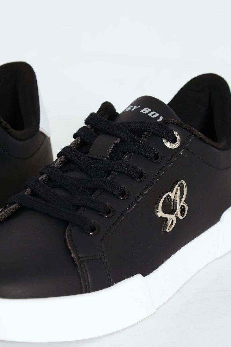 Classic Lace Up Logo Hardward Sneaker - Black