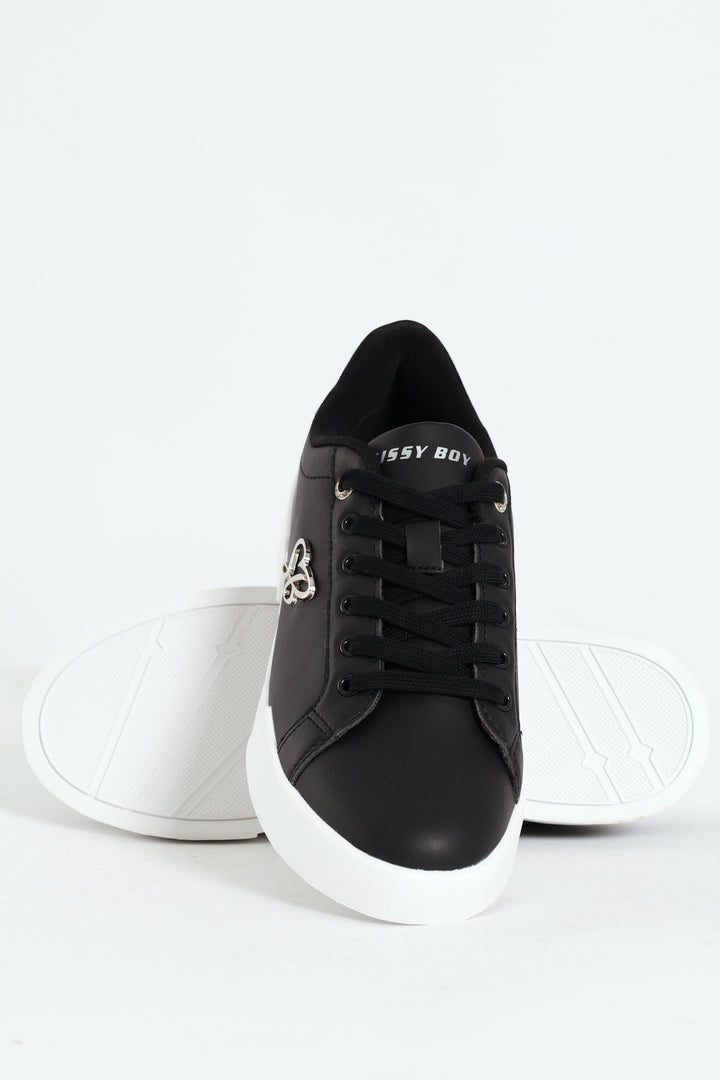 Classic Lace Up Logo Hardward Sneaker - Black