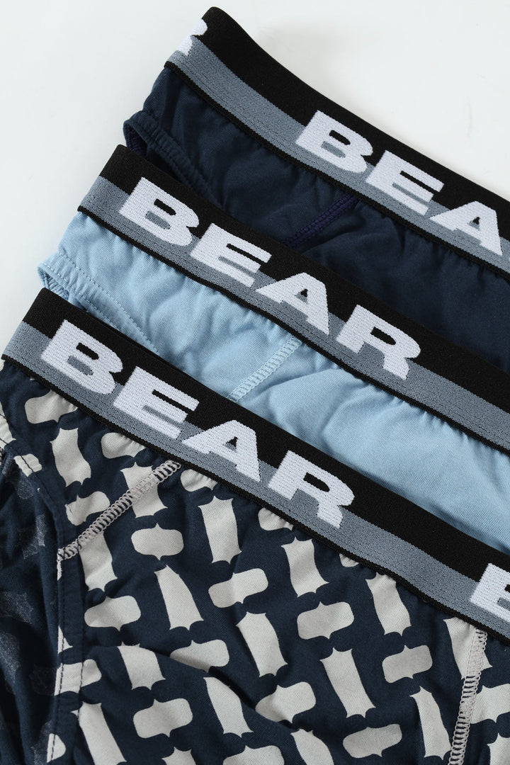 3 Pack Mini Briefs - Blue/Navy/Chain Design