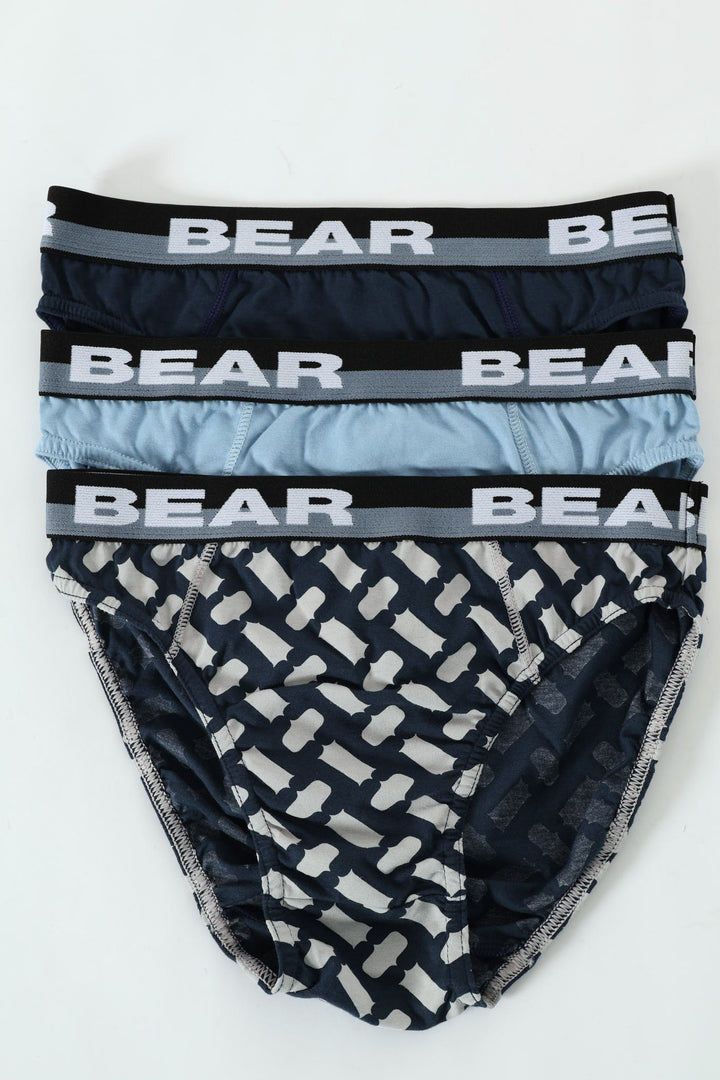 3 Pack Mini Briefs - Blue/Navy/Chain Design