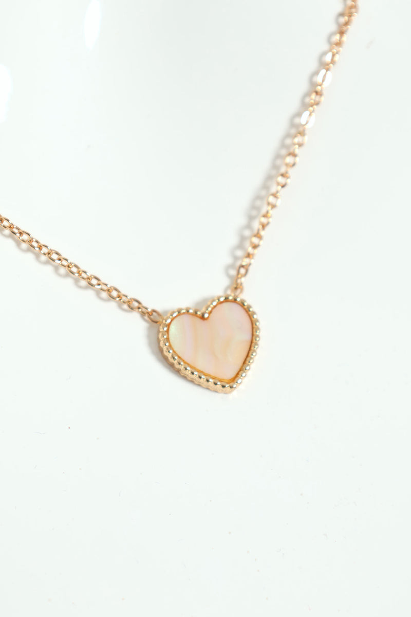 Pearl Heart Pendant Necklace - Gold