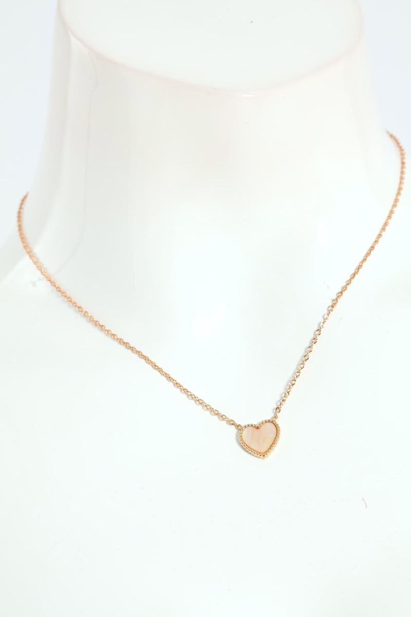 Pearl Heart Pendant Necklace - Gold