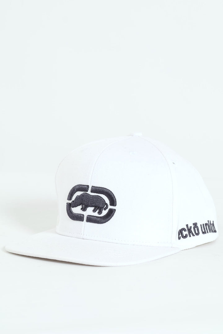 Embroidered Flat Cap - White