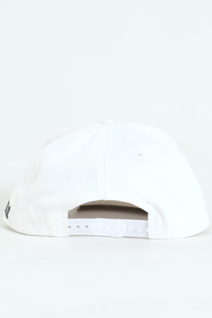 Embroidered Flat Cap - White