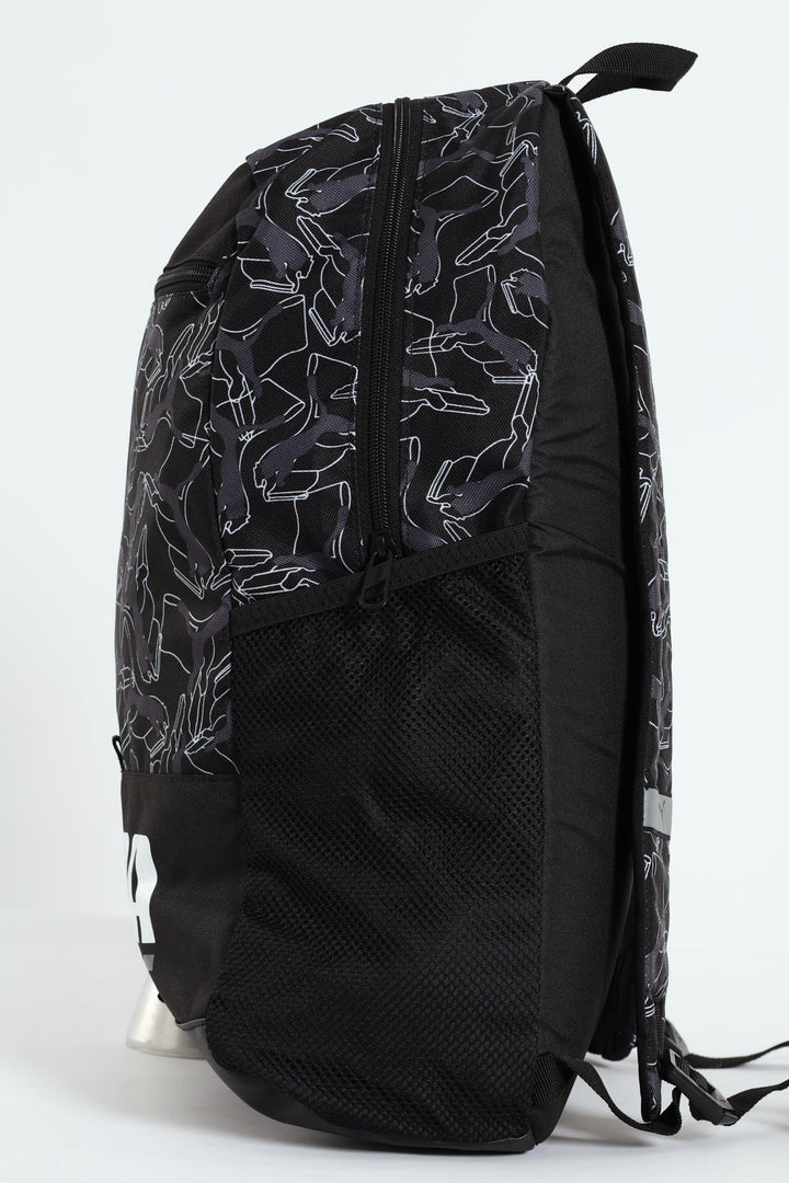 Plus Print Backpack - Black