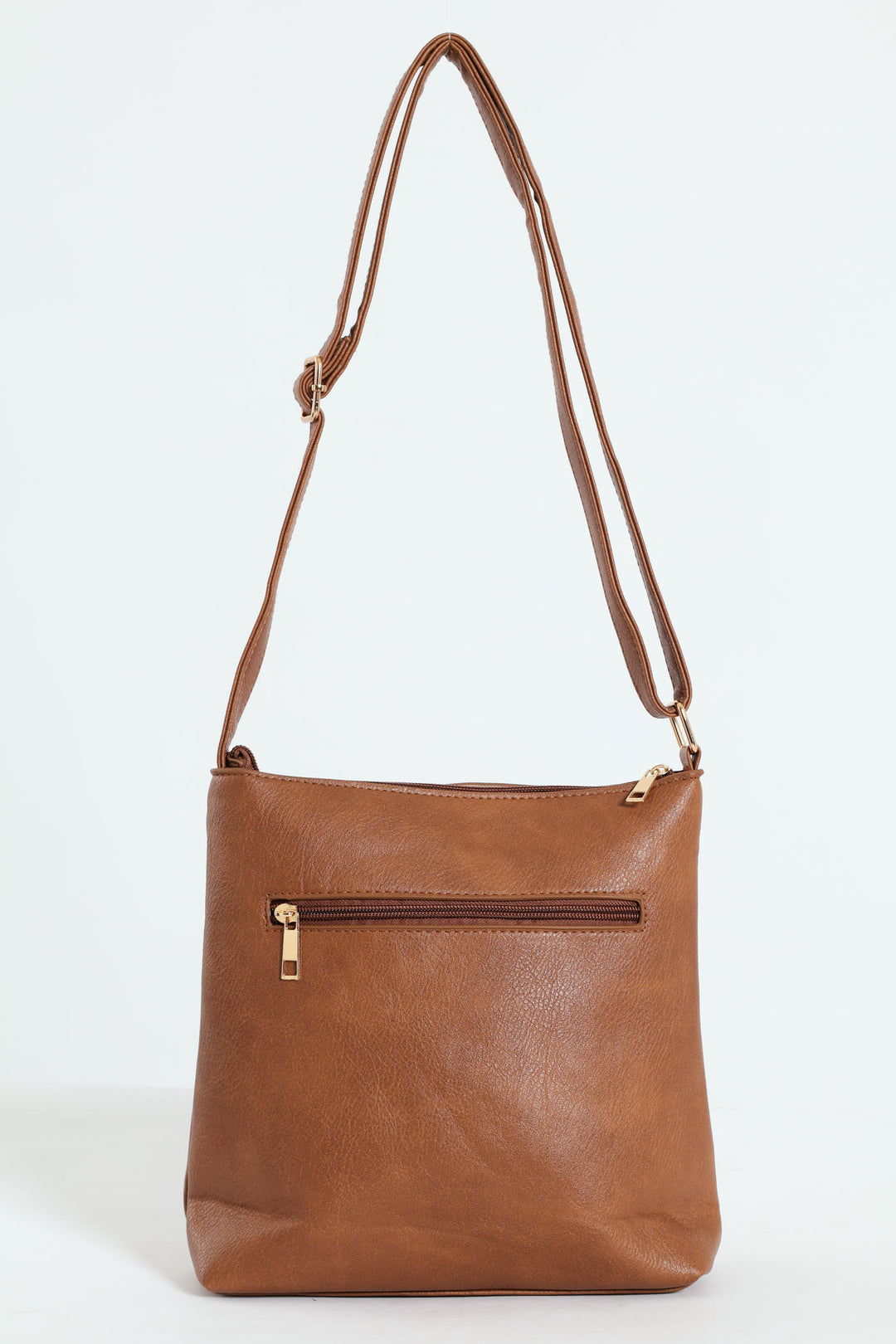 Zip Detail Crossbody Bag - Brown