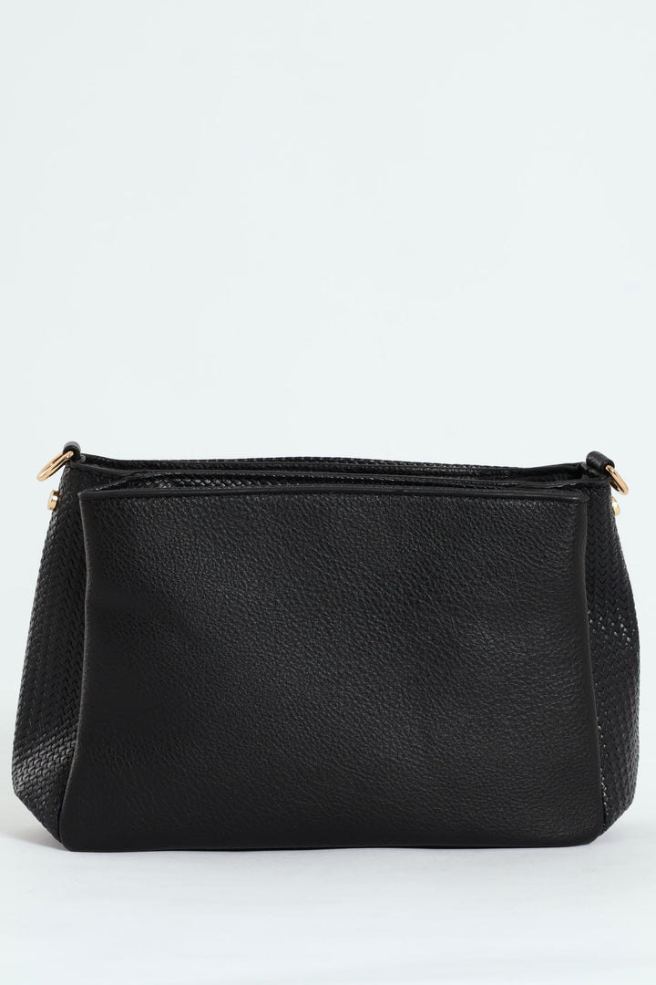 Multi Compartment Crossbody Bag - Black