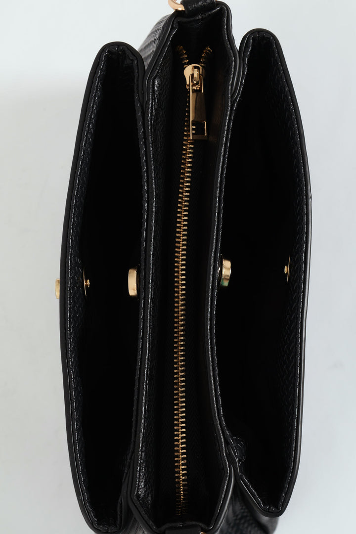 Multi Compartment Crossbody Bag - Black