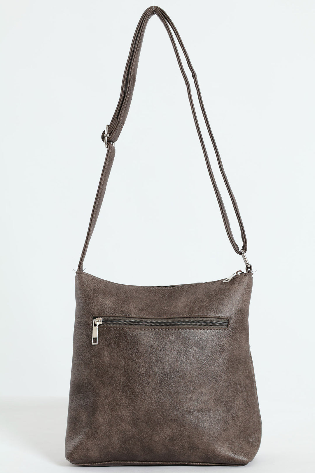 Zip Detail Crossbody Bag - Pewter
