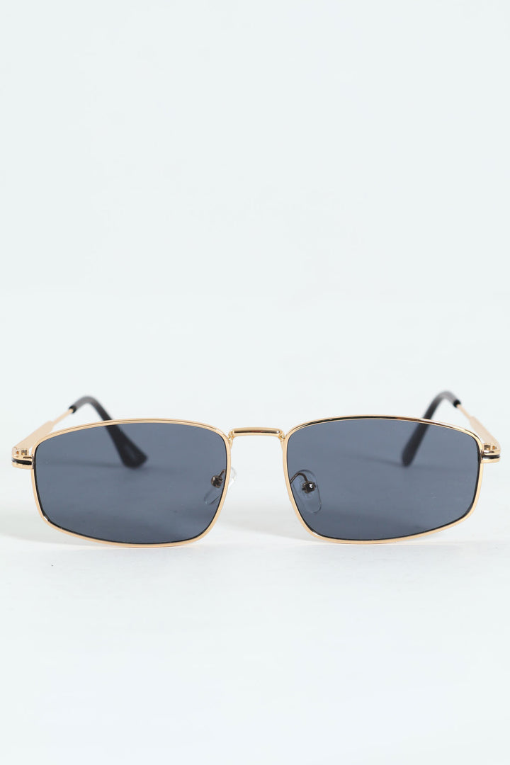 Slim Metal Frame Sunglasses - Gold
