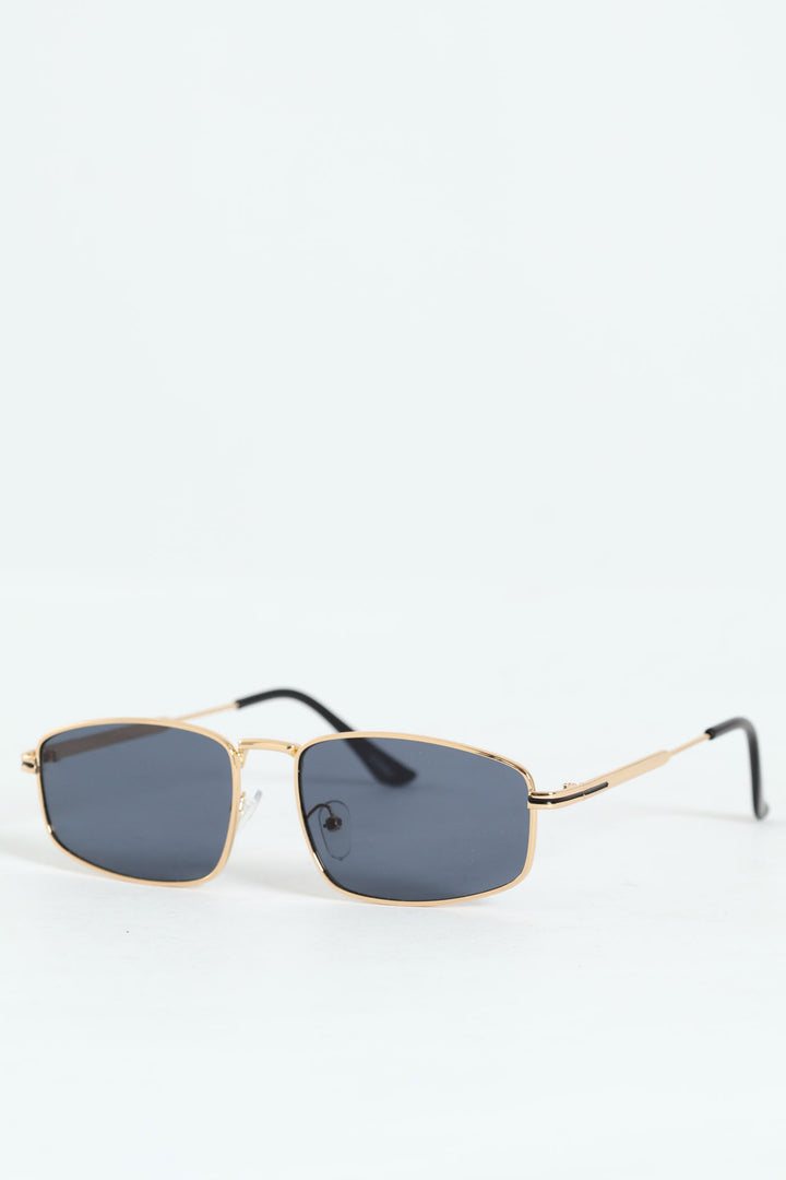 Slim Metal Frame Sunglasses - Gold