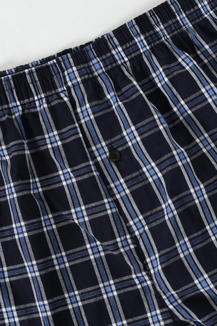 Single Check Woven Boxer - Blue