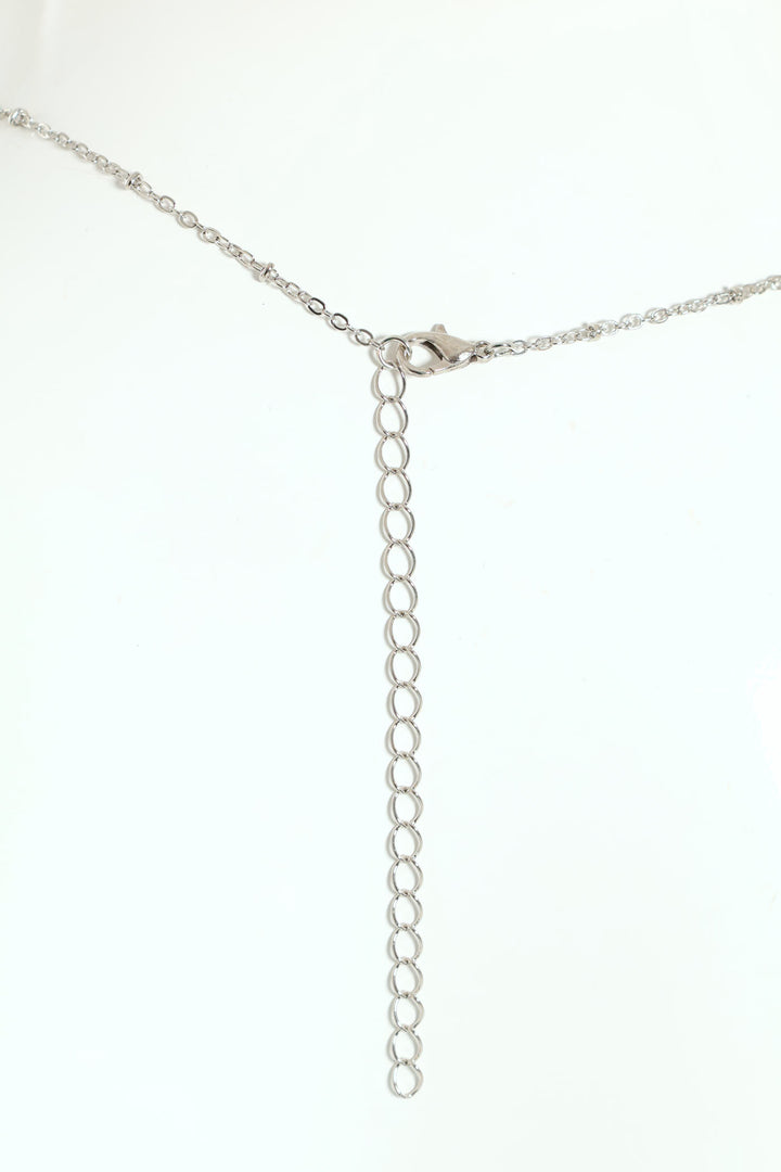 Diamante Cutout Heart Pendant Necklace - Silver