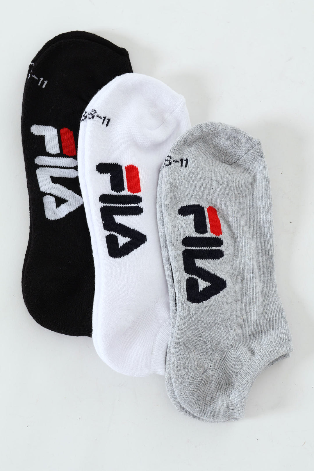 3 Pack Luke No Show Socks - White/Black/Grey