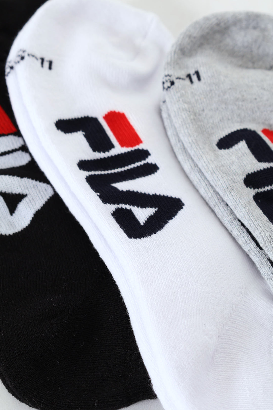 3 Pack Luke No Show Socks - White/Black/Grey