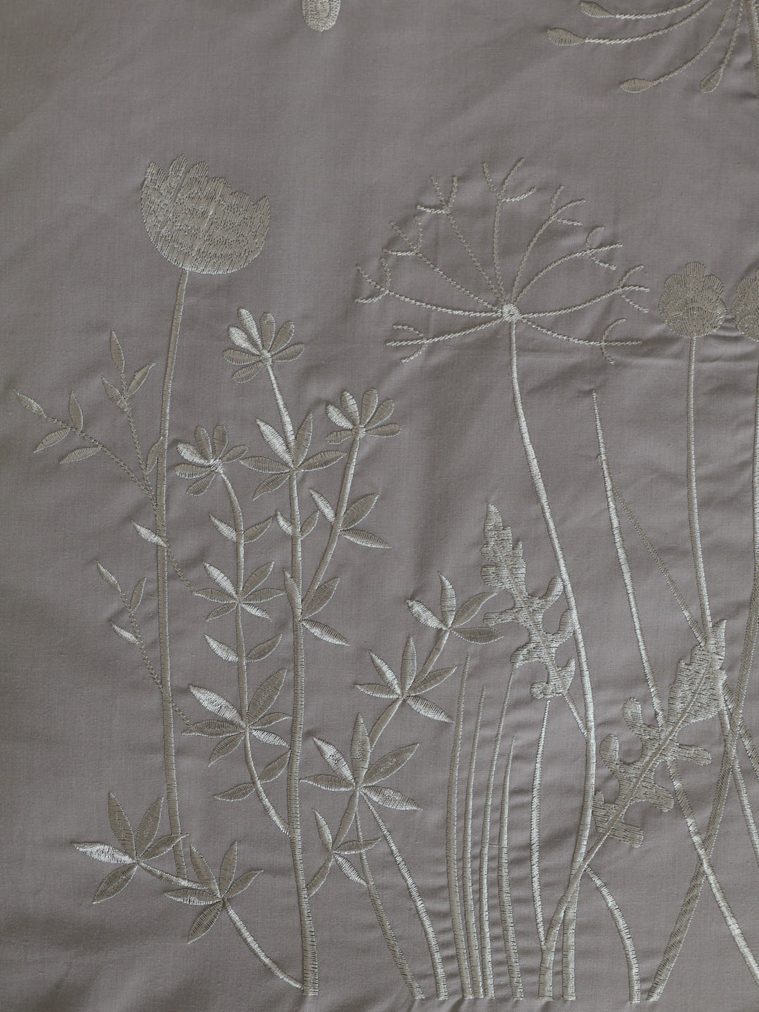 180TC Embroidered Duvet Set - Grey