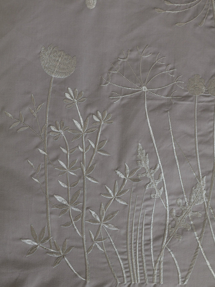 180TC Embroidered Duvet Set - Grey