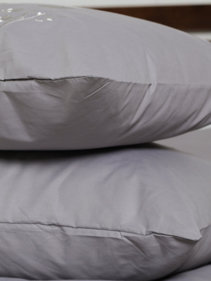 180TC Embroidered Duvet Set - Grey