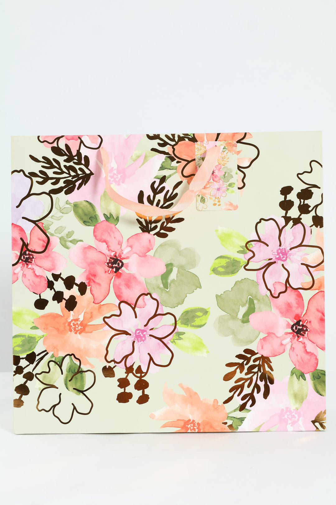 Large Floral Watercolour Gift Bag - Sage