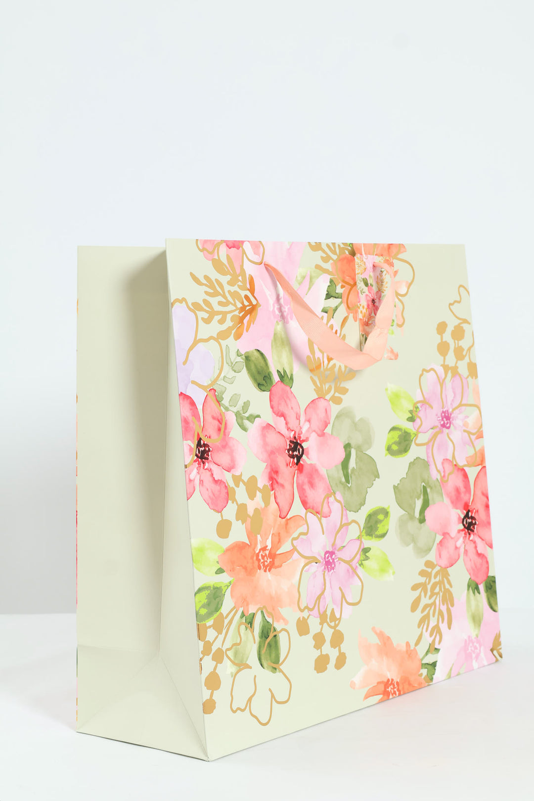 Large Floral Watercolour Gift Bag - Sage