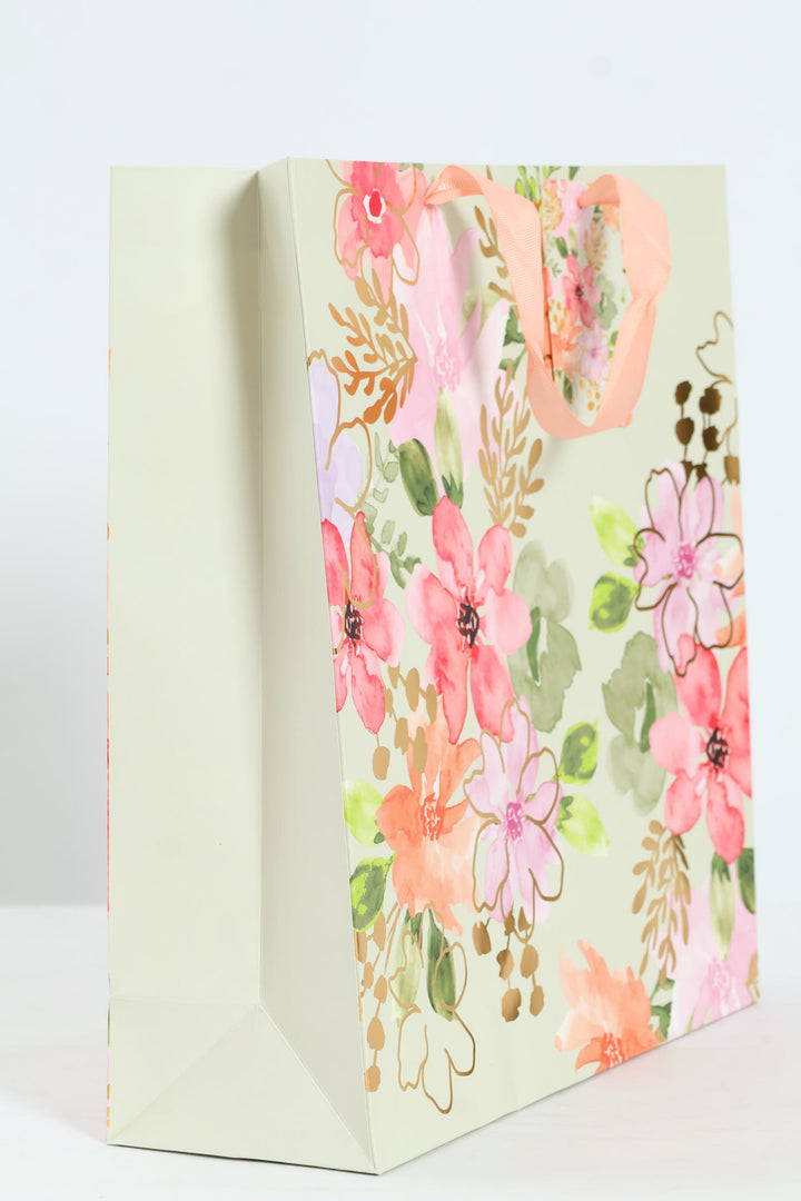 Medium Floral Watercolour Gift Bag - Sage