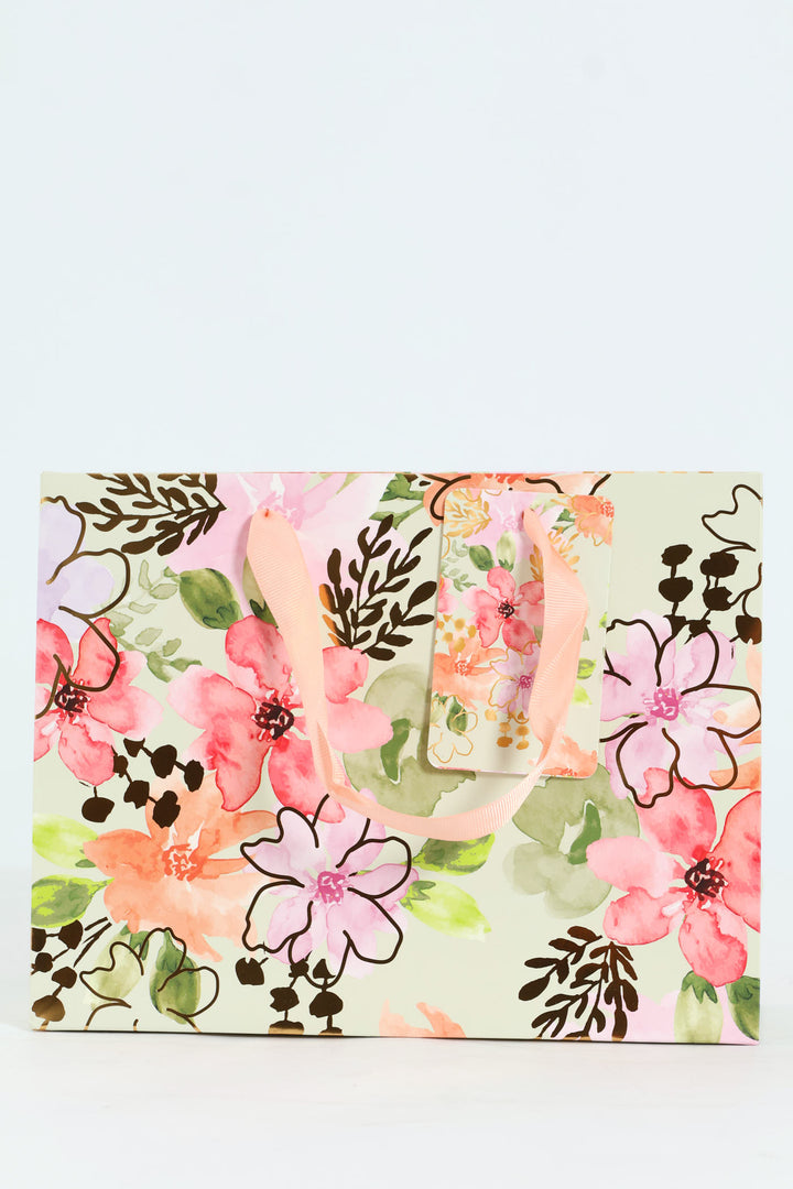 Small Floral Watercolour Gift Bag - Sage