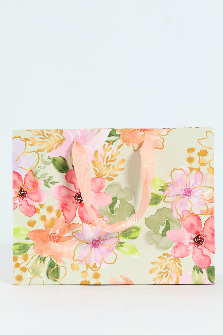 Small Floral Watercolour Gift Bag - Sage