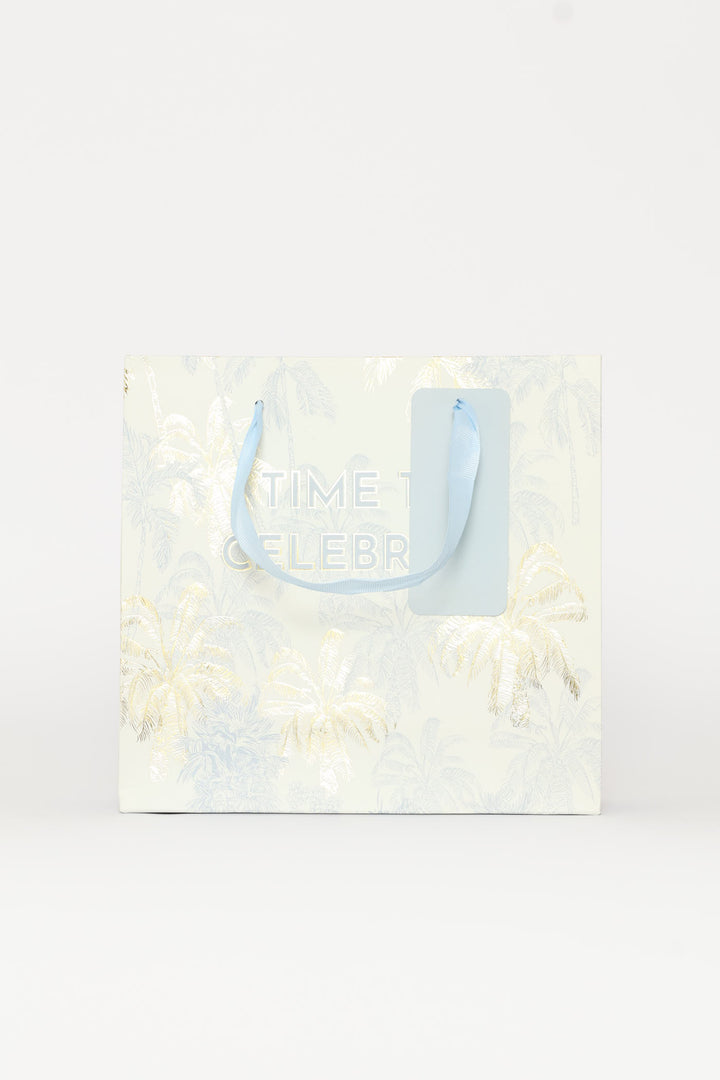 Time To Celebrate Palm Tree Gift Bag - Light Blue
