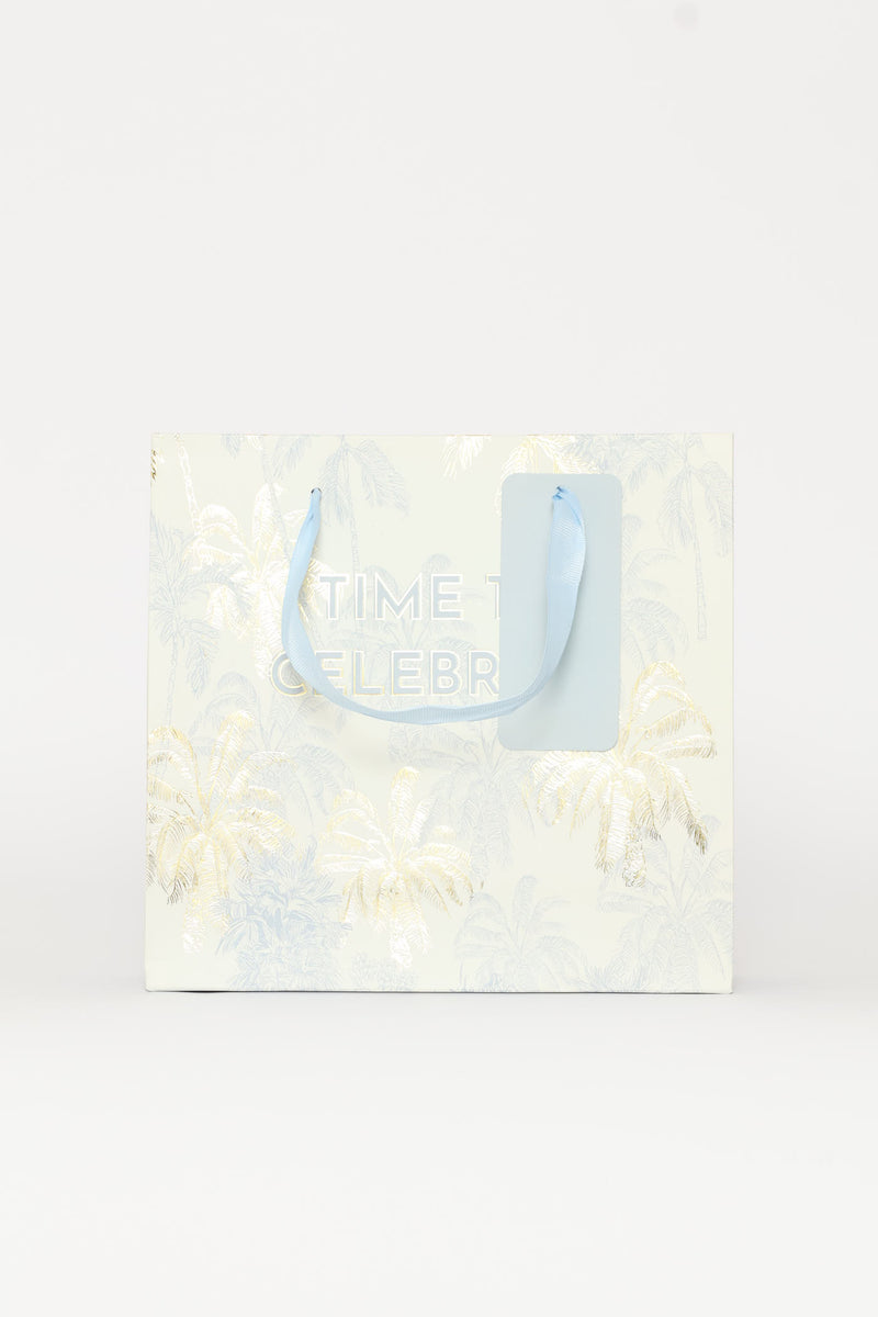 Time To Celebrate Palm Tree Gift Bag - Light Blue