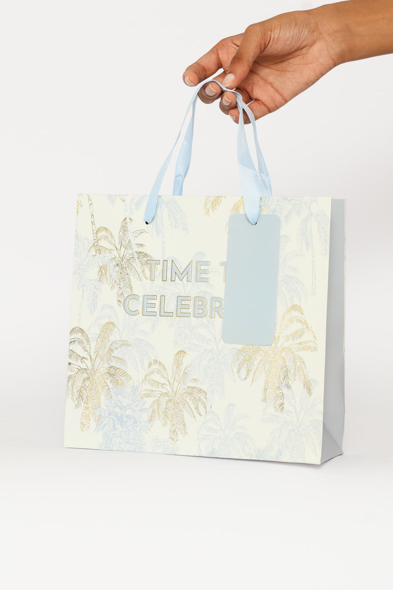 Time To Celebrate Palm Tree Gift Bag - Light Blue
