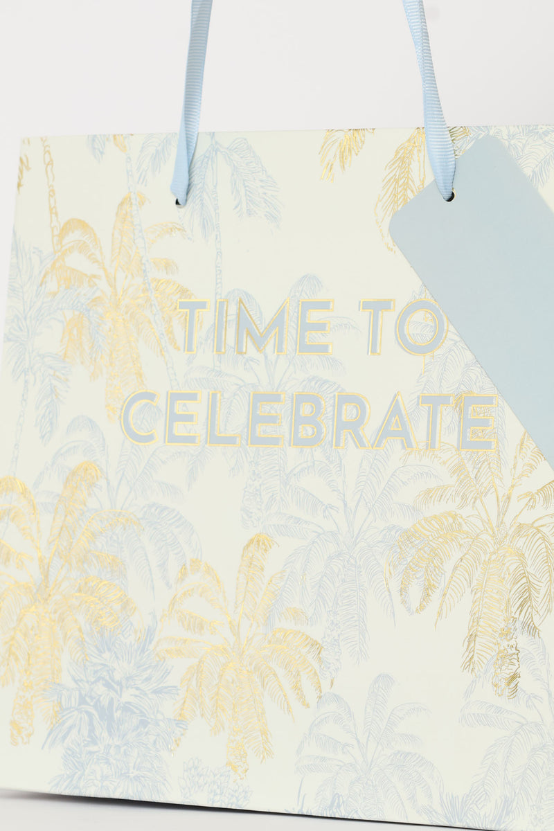 Time To Celebrate Palm Tree Gift Bag - Light Blue