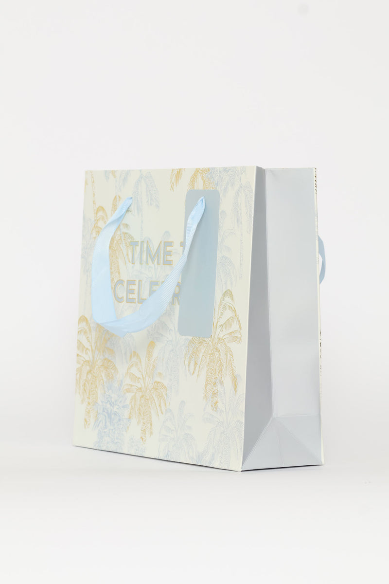 Time To Celebrate Palm Tree Gift Bag - Light Blue