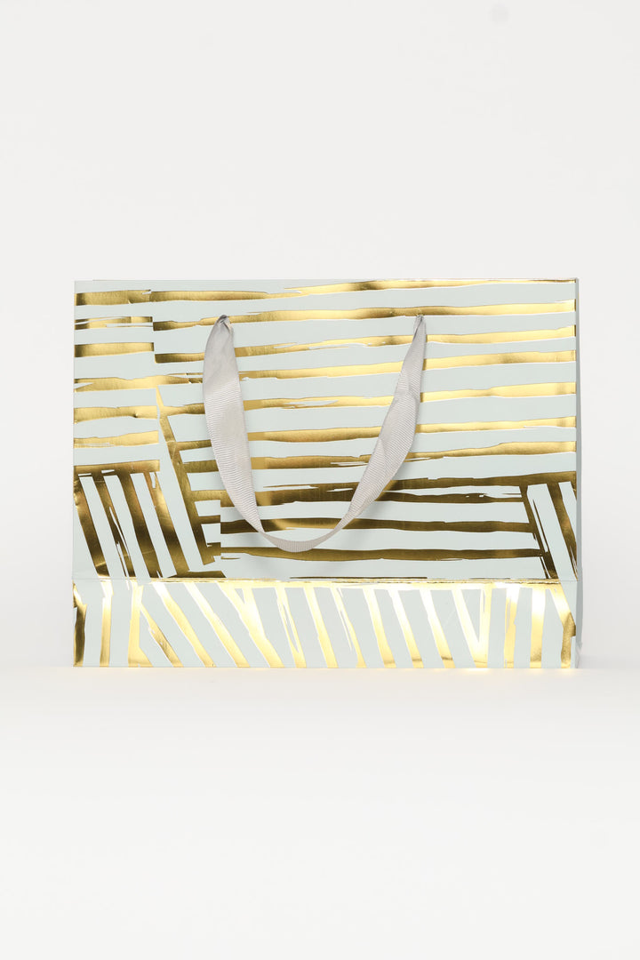 Gold Foil Stripey Gift Bag - Light Blue