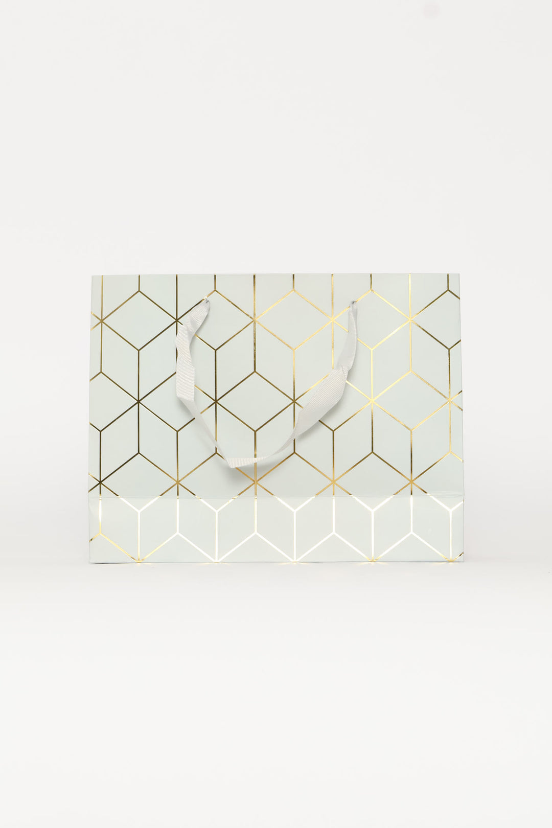 Gold Foil Cube Print Gift Bag - Light Blue