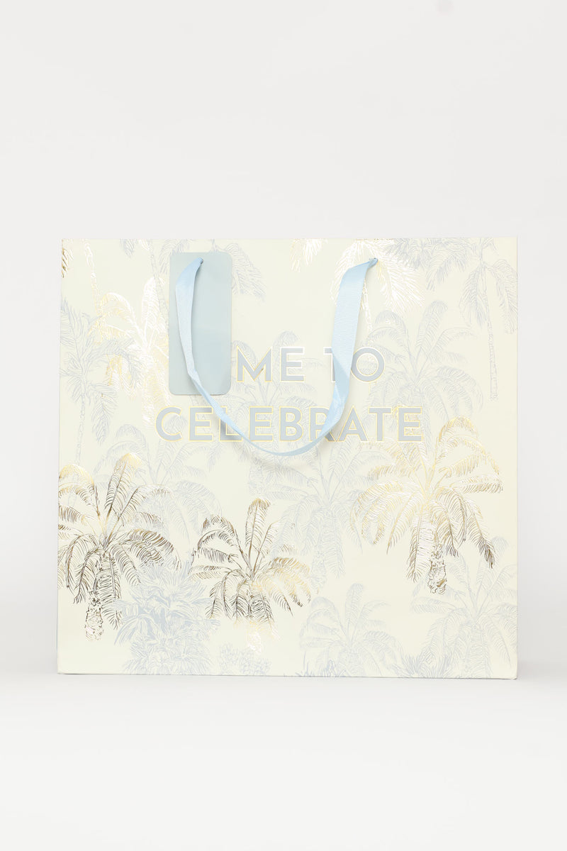 Time To Celebrate Palm Tree Gift Bag - Light Blue