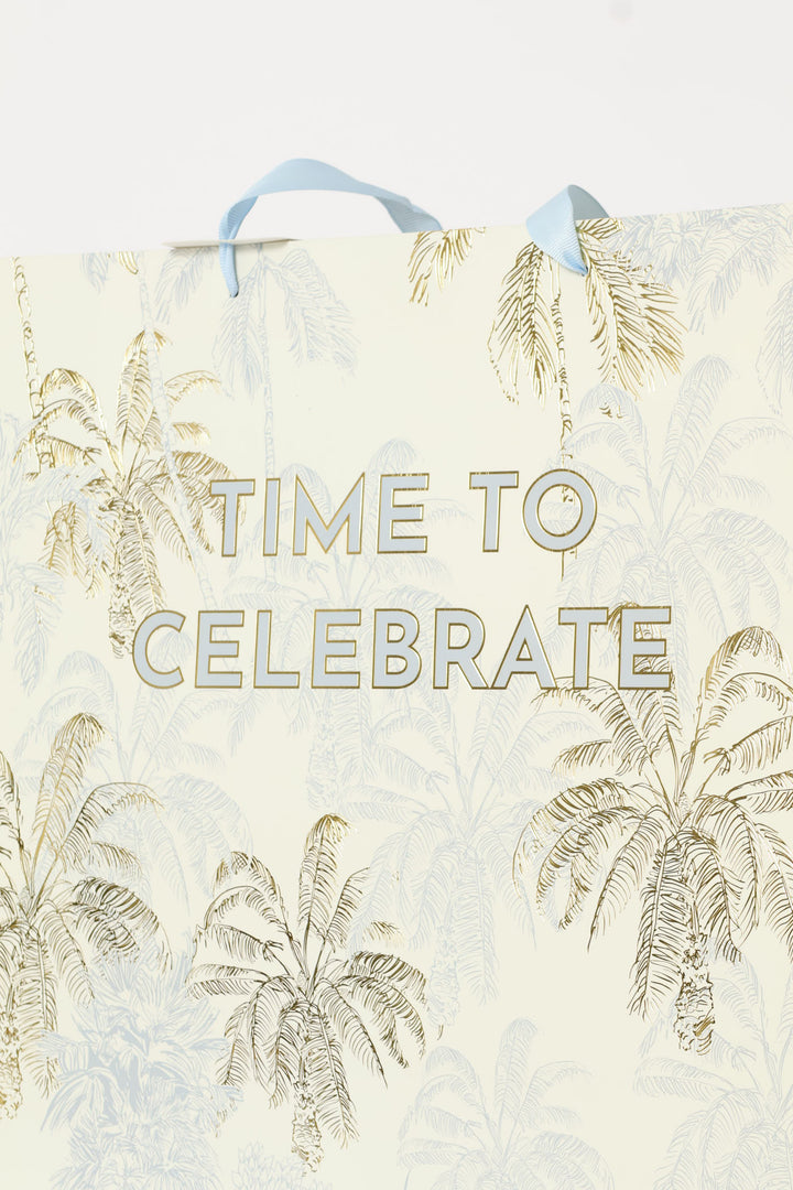 Time To Celebrate Palm Tree Gift Bag - Light Blue