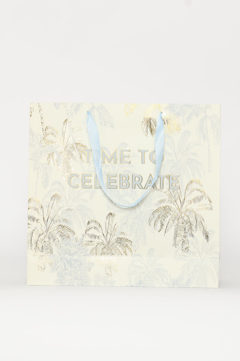 Time To Celebrate Palm Tree Gift Bag - Light Blue