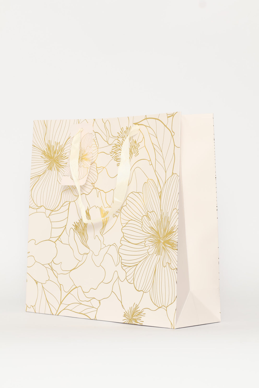 Gold Foil Floral Gift Bag - Blush