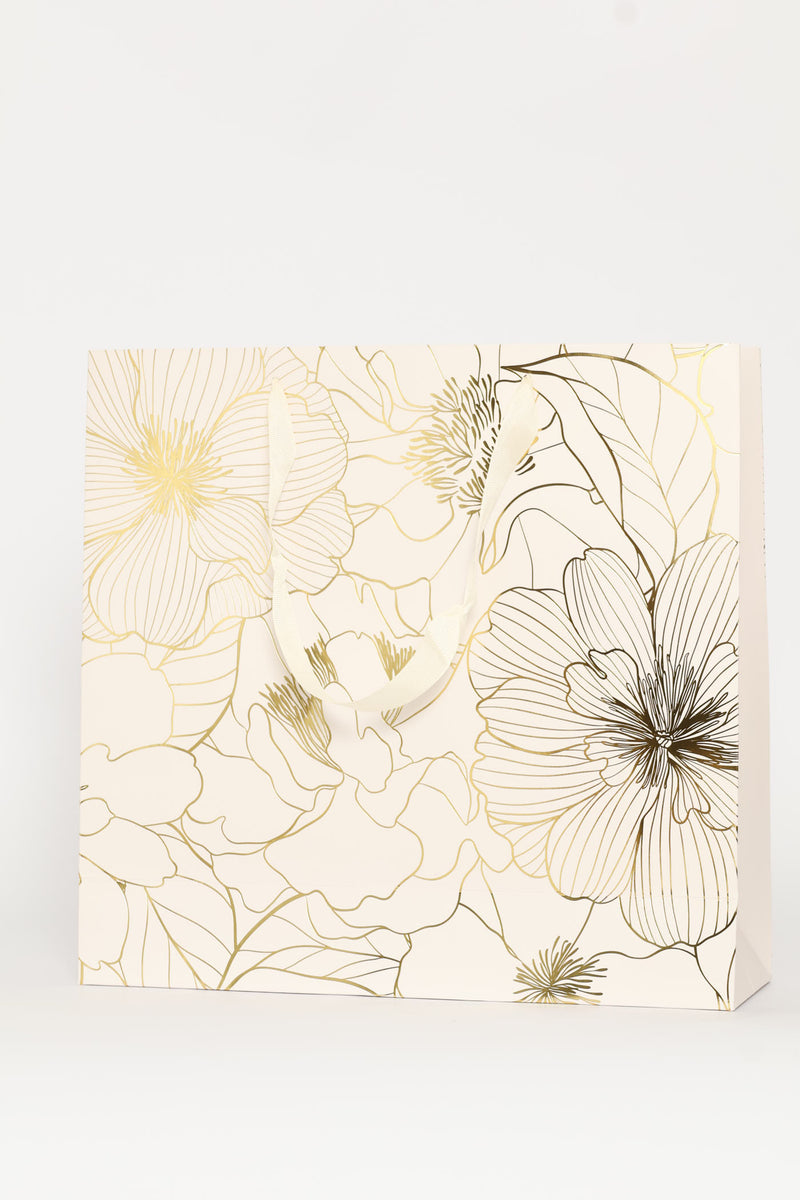 Gold Foil Floral Gift Bag - Blush