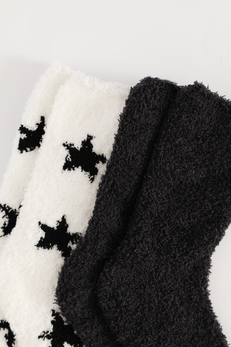 2 Pack Speckle Stars Cosy Socks - White/Black