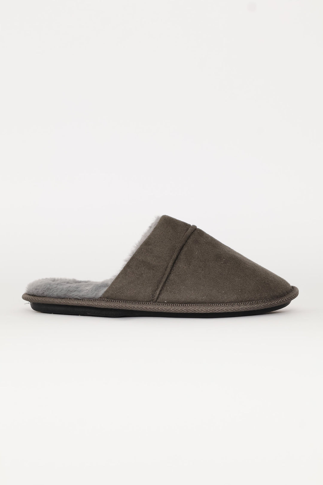 Open Back Slipper With Fur Footbed - Grey