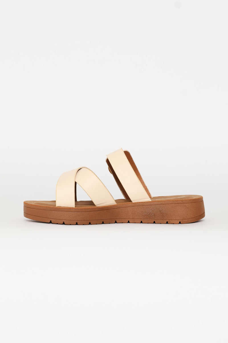 Single Band Comfort Crosstrap Sandal - Stone