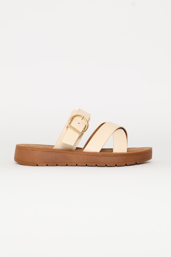 Single Band Comfort Crosstrap Sandal - Stone