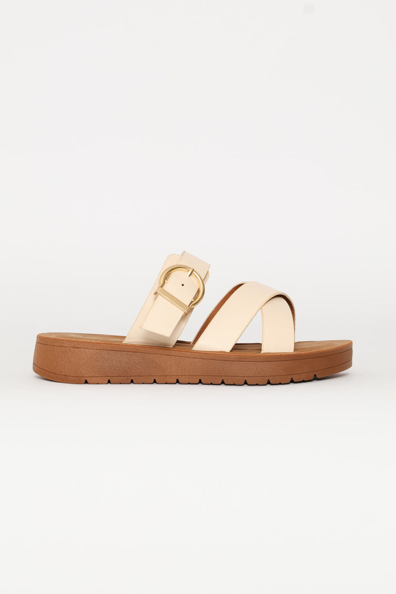 Single Band Comfort Crosstrap Sandal - Stone