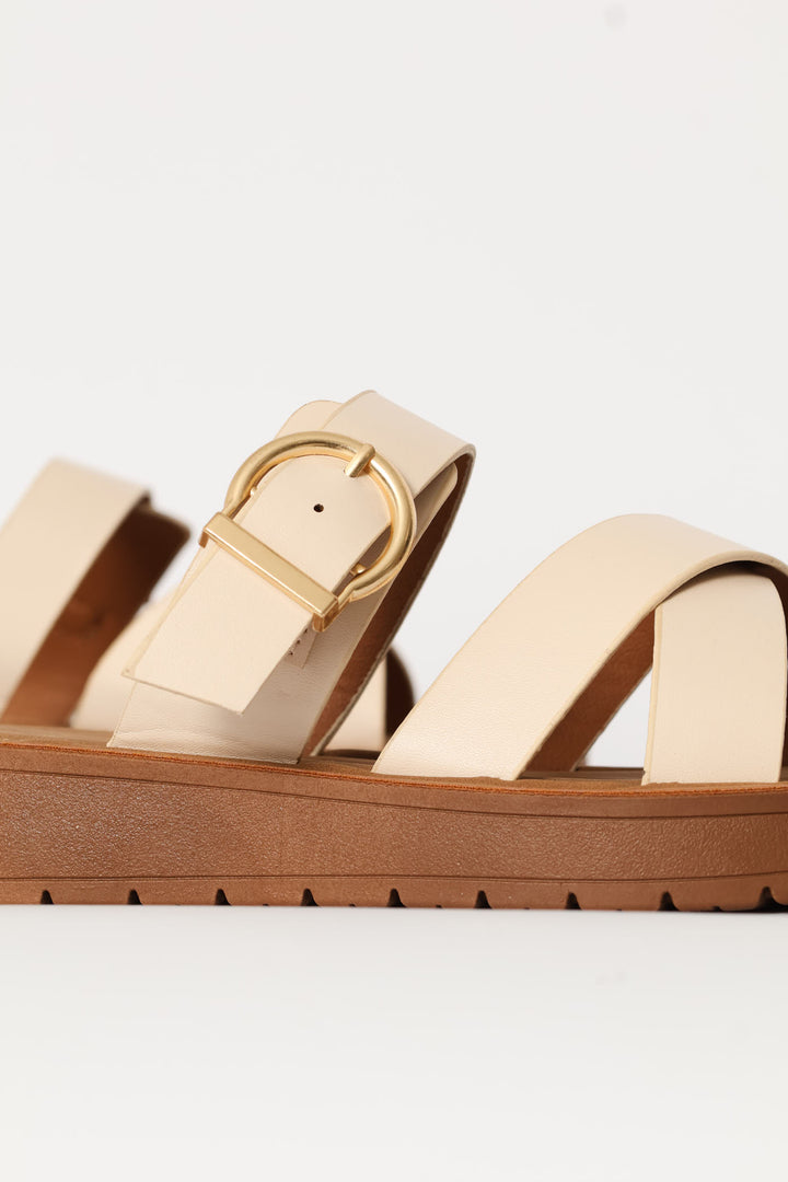 Single Band Comfort Crosstrap Sandal - Stone
