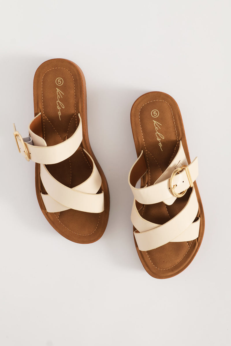 Single Band Comfort Crosstrap Sandal - Stone