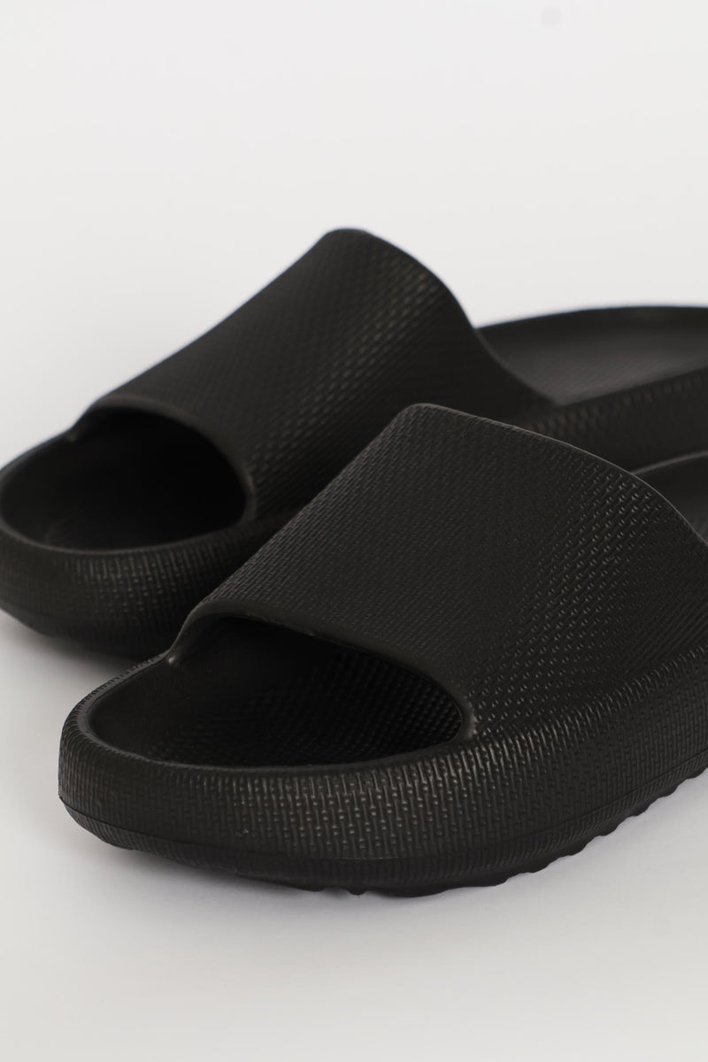 Plain Eva Mule Sandal - Black