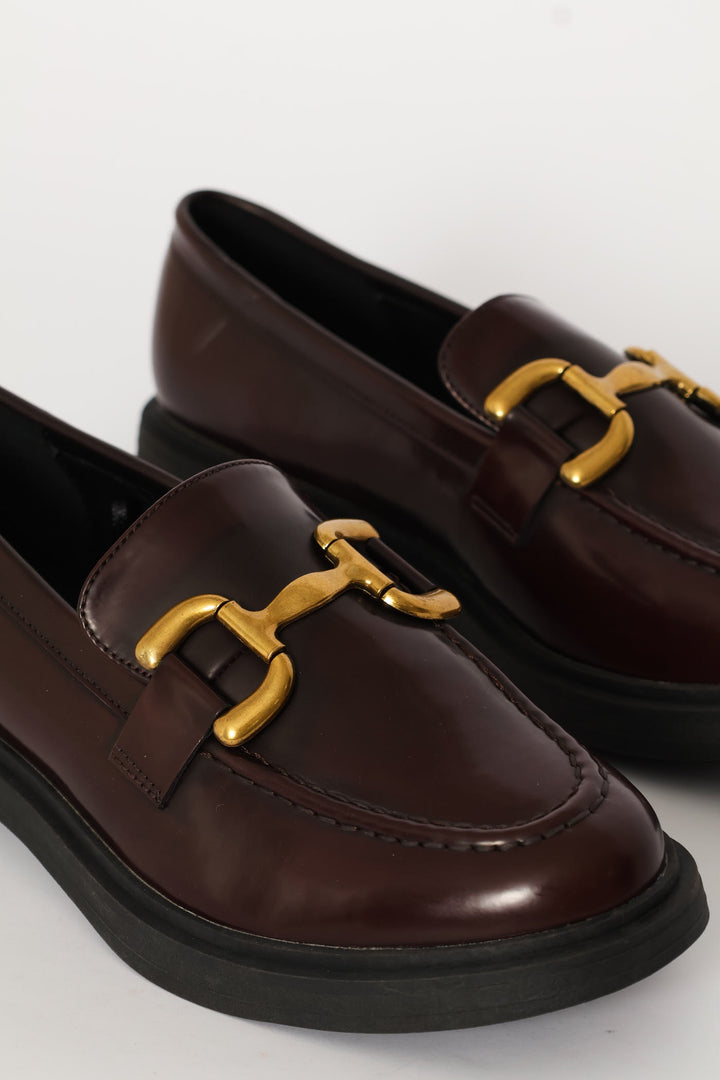 Patent Loafer With D-Trim - Burgundy