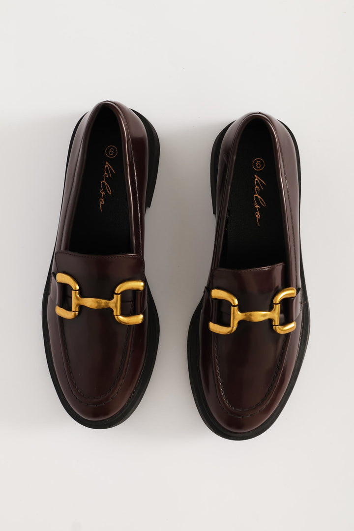 Patent Loafer With D-Trim - Burgundy