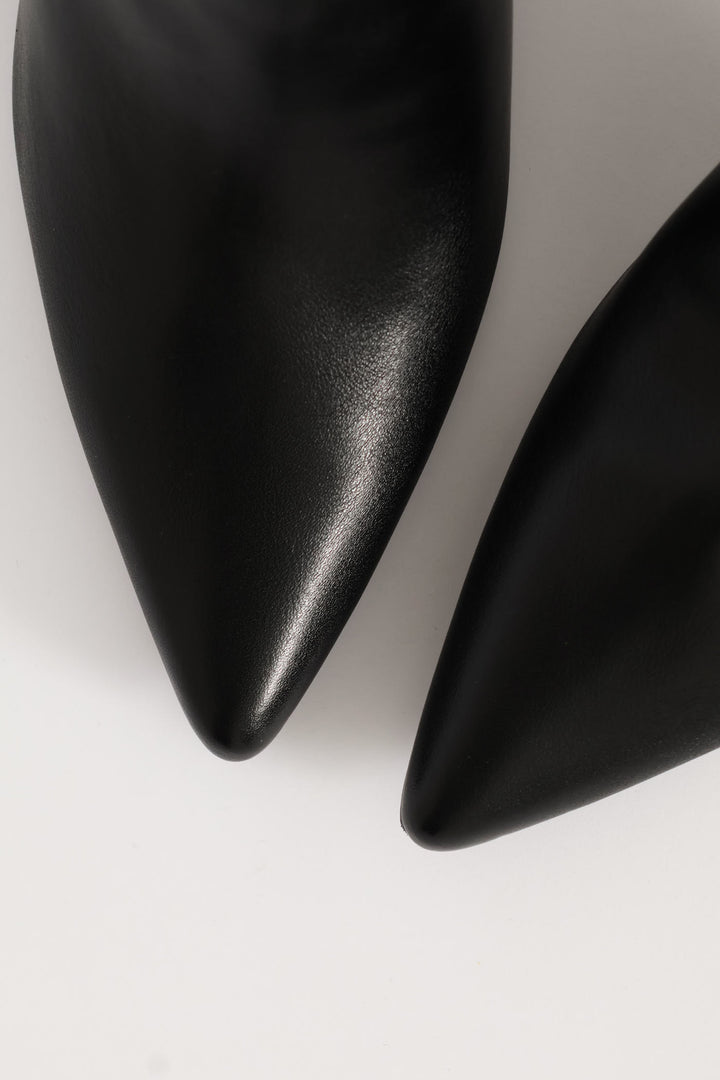 Shiny Pointed Ankle Boot - Black
